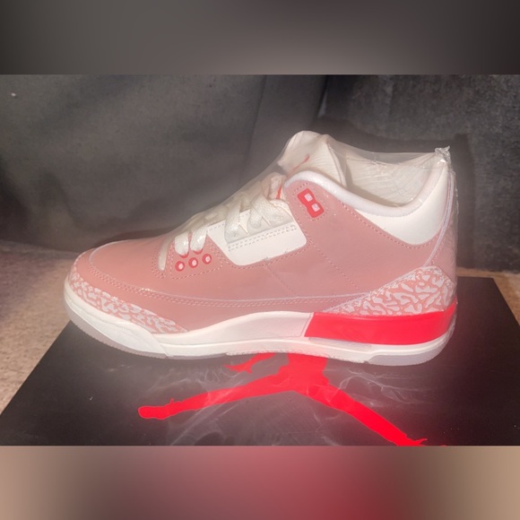 retro 3 rust pink on feet